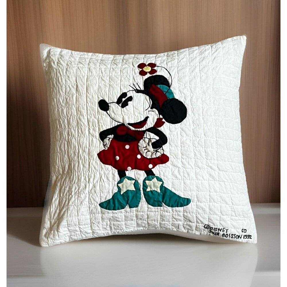 Judi Boisson Quilted Minnie Mouse Pillow 1992 Disney American Country Cotton